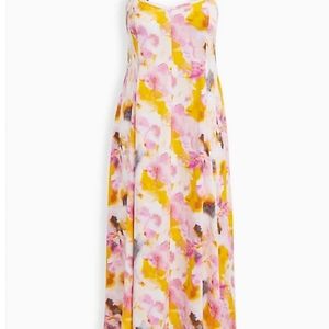 MULTI WATERCOLOR TIE-DYE CHALLIS TRAPEZE MAXI DRESS
